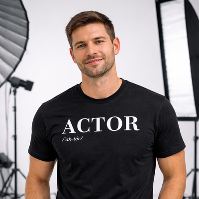 ACTOR Definition T-Shirt – Film Set Quote Tee for Actors & Crew | Beard and Hat Actor