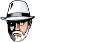 Full-color Beard and Hat Actor logo featuring a stylized bearded man in a white fedora and bold script text in white